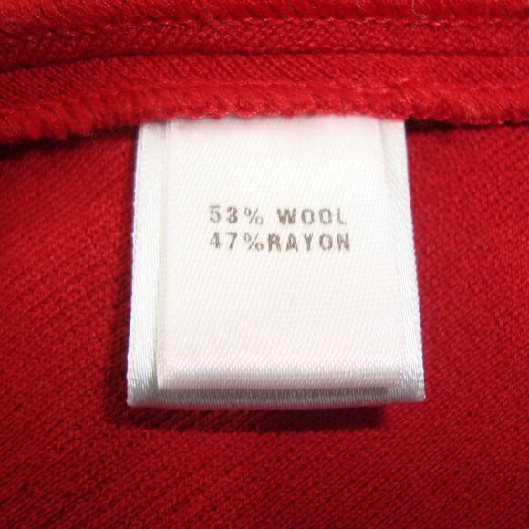 ST. JOHN Red Wool Blend V-Neck Poncho Cocoon Zip-Up Cardigan Sweater - Picture 4 of 10